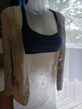 Cotton Wool Blend Cream Cable-Knit Button Cardigan Sweater - Women